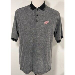 NHL Detroit Red Wings Polo Shirt Men's XL Gray Thick Embroidered Gray Black